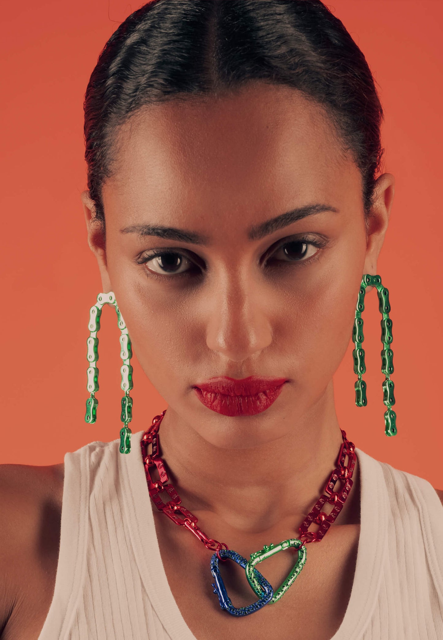 Vallecas Chain Earrings in Green