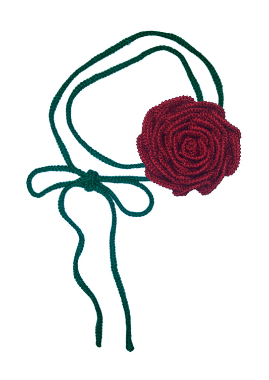 CROCHET FLOWER IN RED AND GREEN
